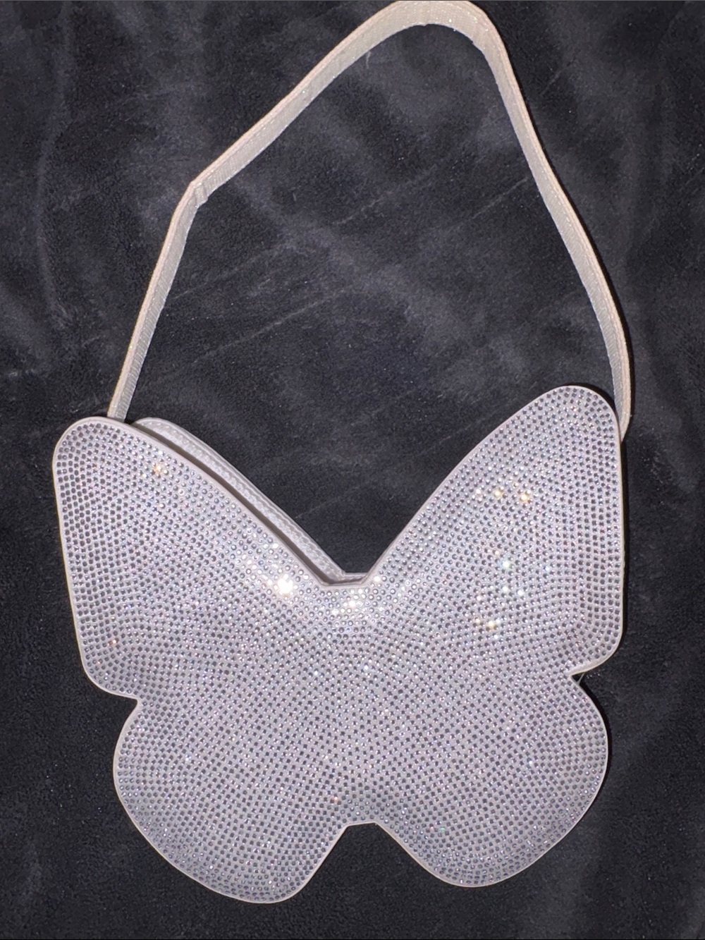 Crystal Butterfly Shoulder Bag - White